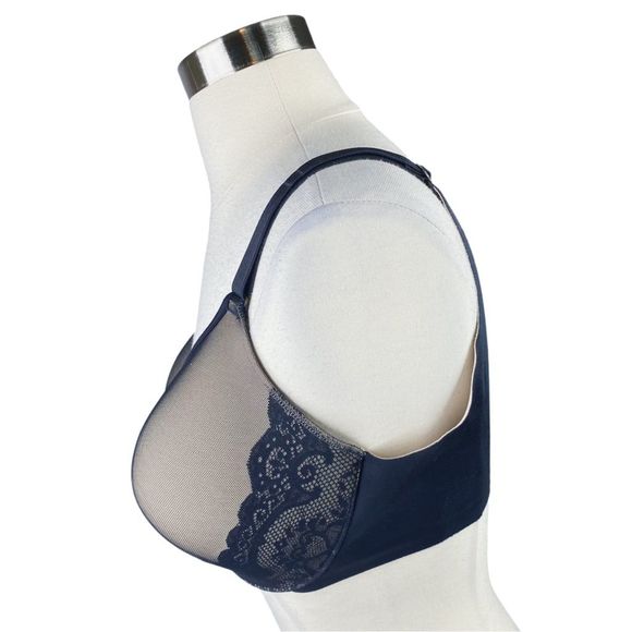 Soma Vanishing Back Full Coverage Black Lace Trim Bra - Picture 3 of 7